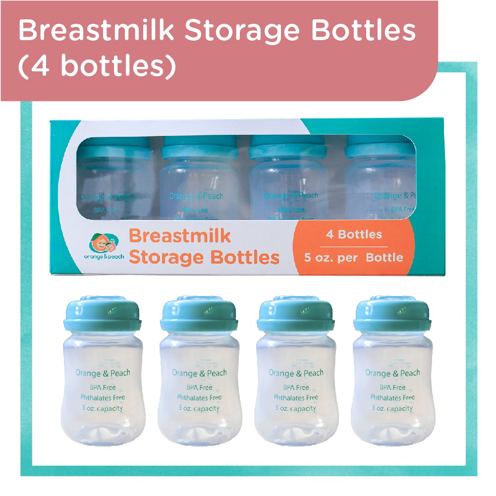 Orange and Peach Wide Neck Breastmilk Storage Bottles