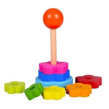 Load image into Gallery viewer, Wooden - Rainbow Tower Flower Stacker Toy
