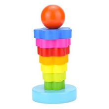 Load image into Gallery viewer, Wooden - Rainbow Tower Flower Stacker Toy
