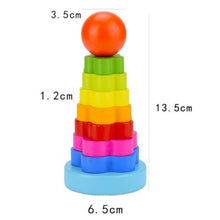 Load image into Gallery viewer, Wooden - Rainbow Tower Flower Stacker Toy
