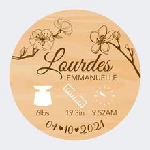 Load image into Gallery viewer, Blooming Wisdom - Hello World Baby Birth Details Disc
