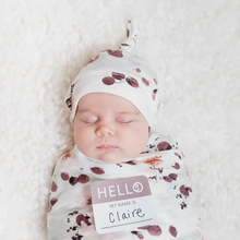 Load image into Gallery viewer, Lulujo - Hello, World! Matching Swaddle &amp; Hat Sets
