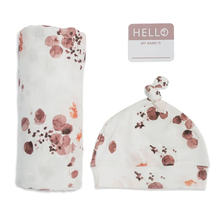 Load image into Gallery viewer, Lulujo - Hello, World! Matching Swaddle &amp; Hat Sets
