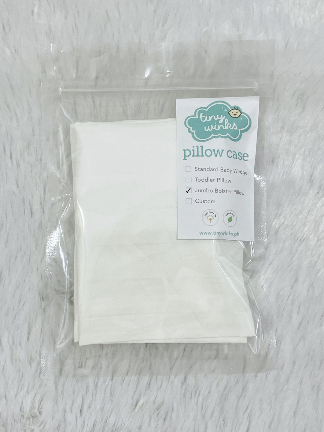 Tiny Winks Jumbo Bolster Pillowcase 300TC Solid White