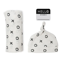 Load image into Gallery viewer, Lulujo - Hello, World! Matching Swaddle &amp; Hat Sets
