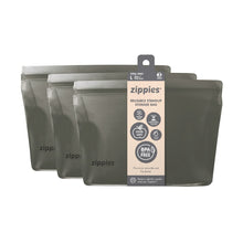 Load image into Gallery viewer, Zippies Steel Grey Reusable Standup Storage Bags
