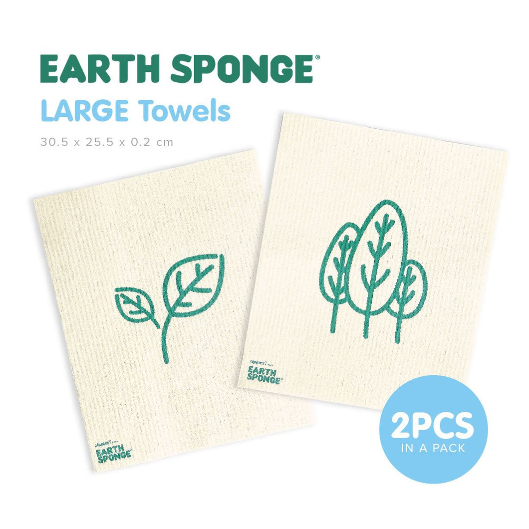 Zippies Earth Sponge Cloth Towel Large size (packed by 2s)