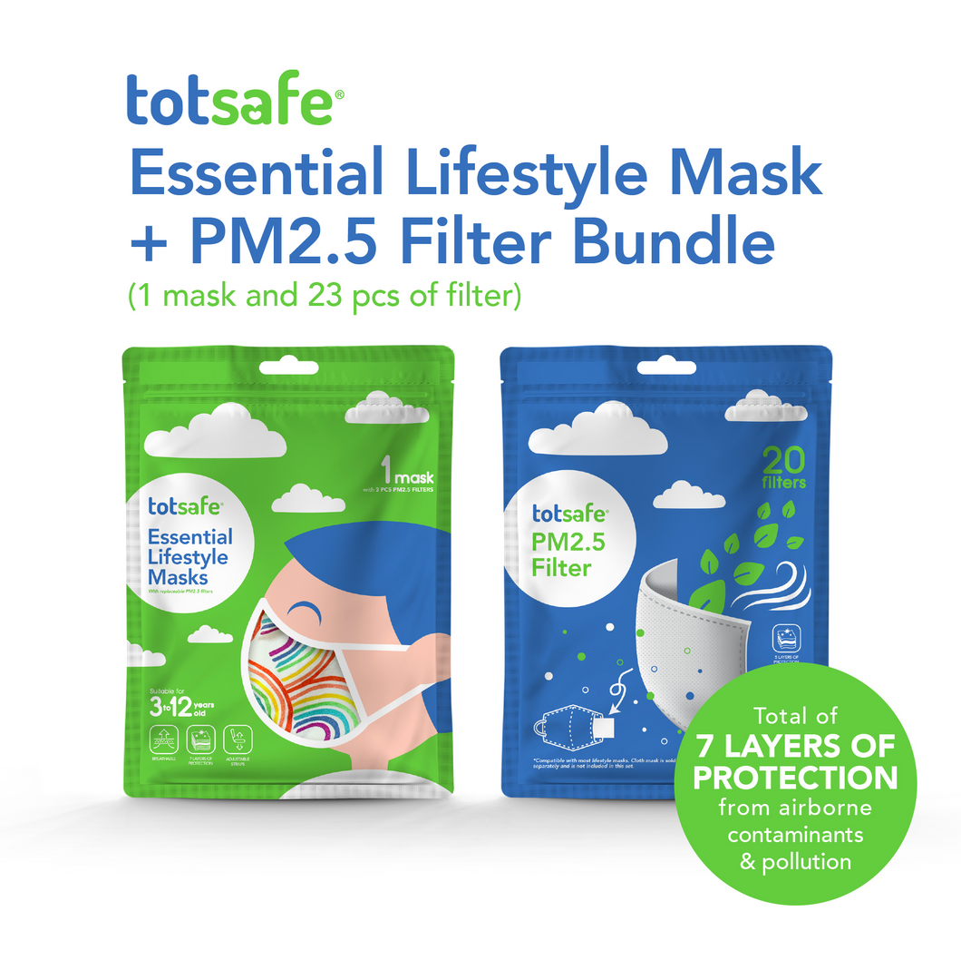Totsafe Essential Lifestyle Masks and Totsafe PM2.5 Filter - Bundle