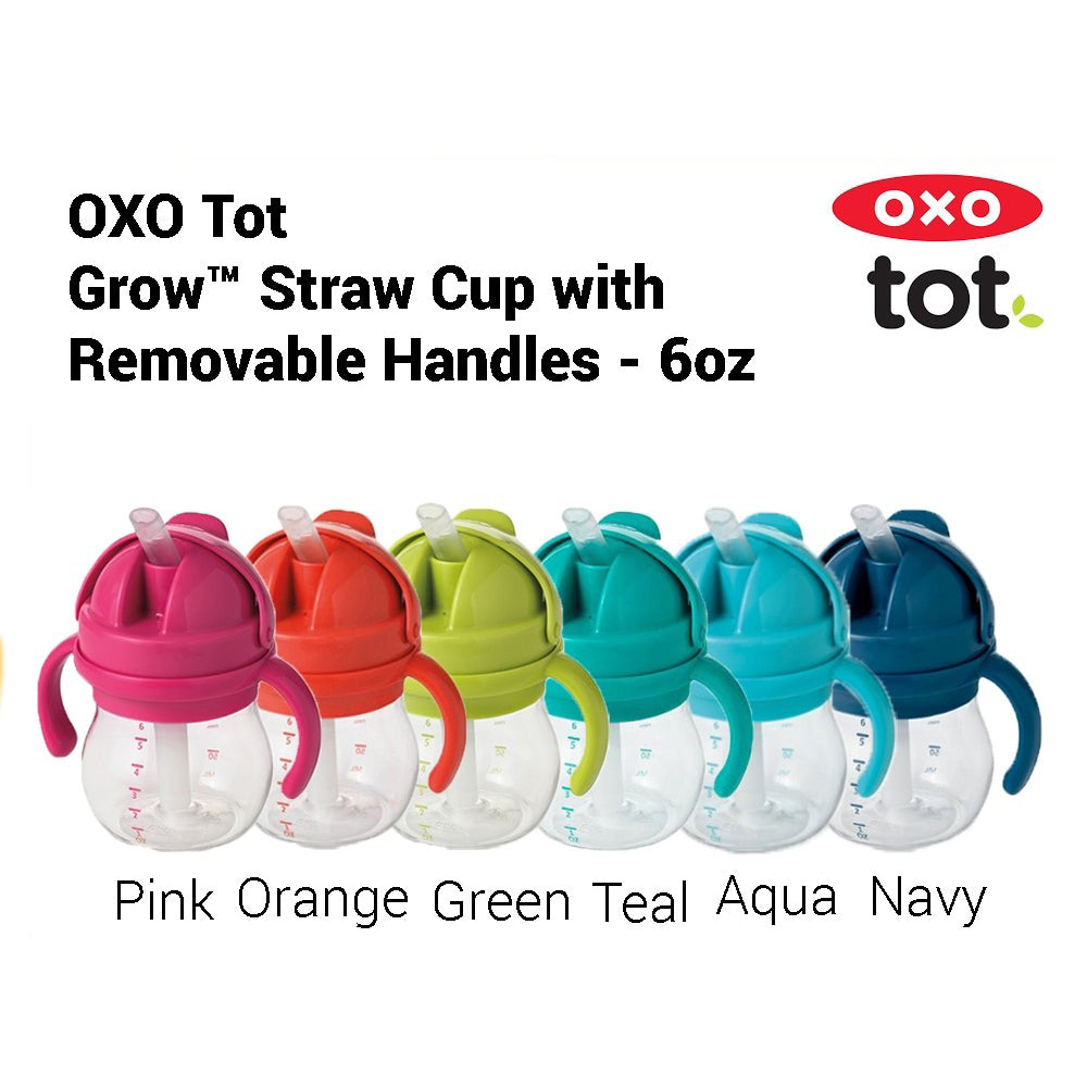 OXO tot Transitions Straw Cup w/Removable Handles Navy/ Clear 6 oz