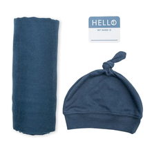 Load image into Gallery viewer, Lulujo - Hello, World! Matching Swaddle &amp; Hat Sets
