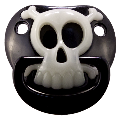 The Billy-Bob Black Pirate Skull Glow in the Darl Pacifier