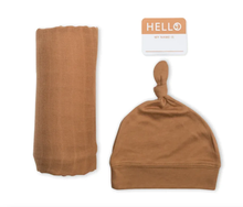 Load image into Gallery viewer, Lulujo - Hello, World! Matching Swaddle &amp; Hat Sets
