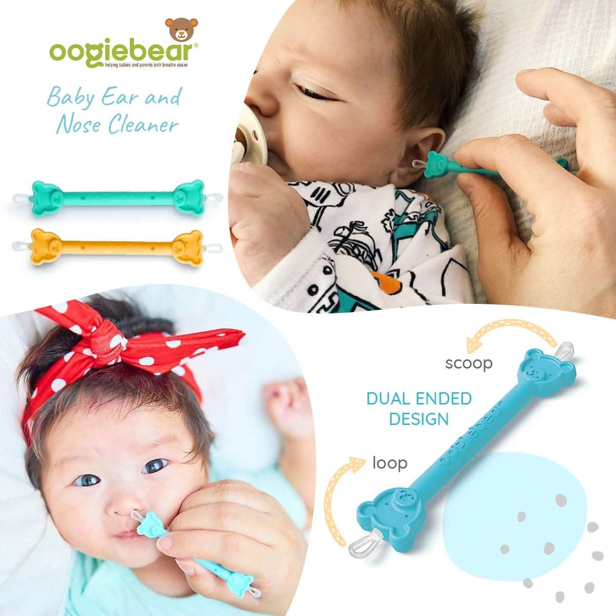 Oogiebear 2-Pack Infant Nose & Ear Cleaner with Case in Orange