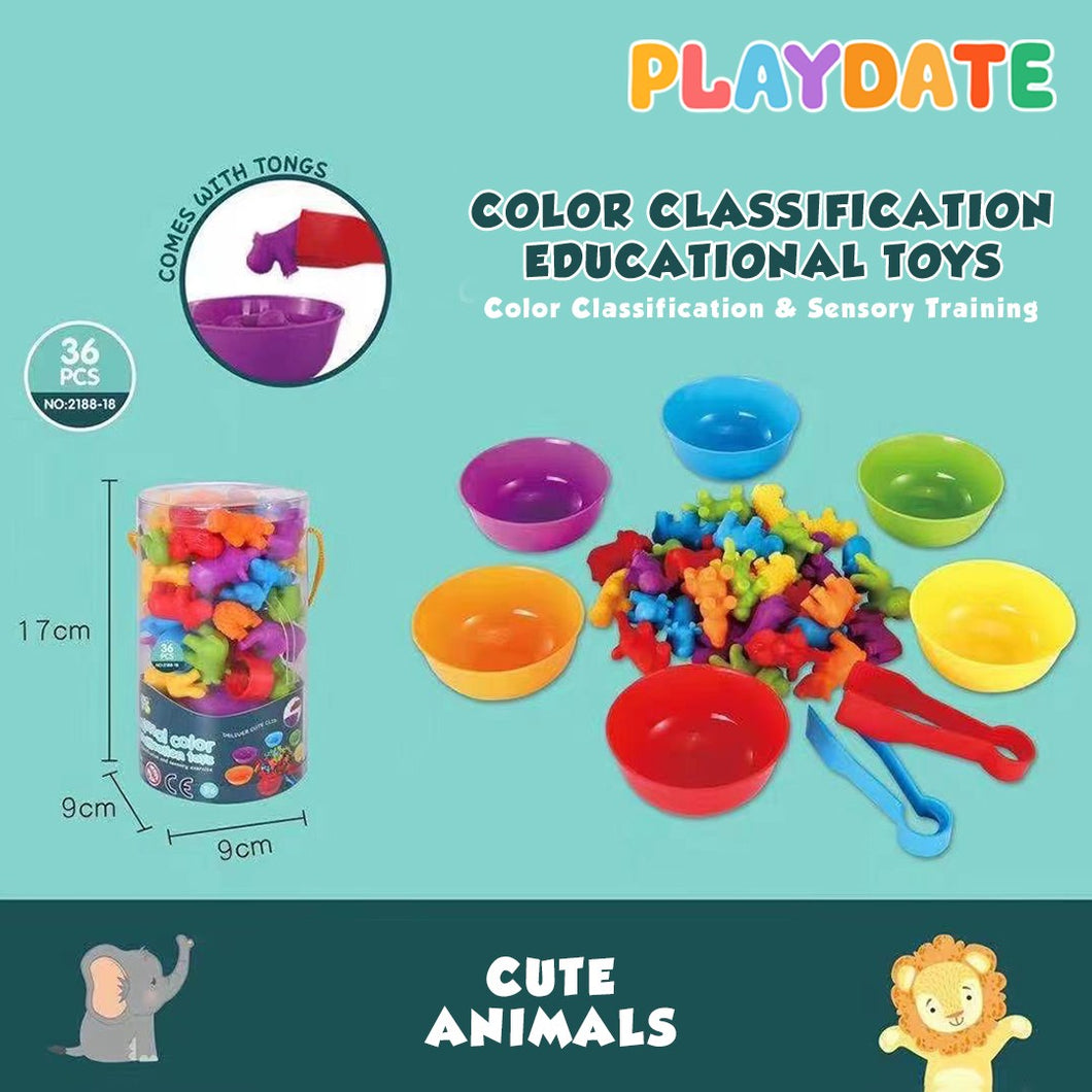 Playdate Color Classification Educational Toys - Cups and Tongs Set