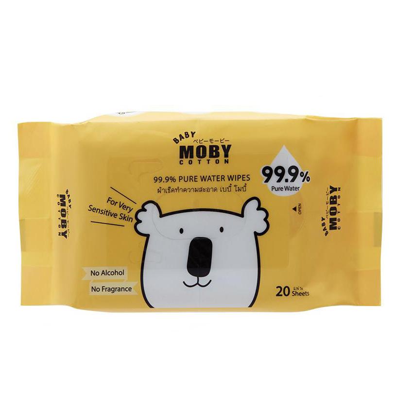 Baby Moby Pure Water Wipes with case 20's