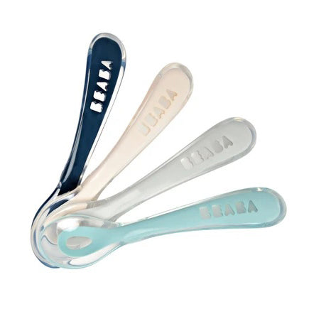 Beaba Set of 4 2nd-Age Soft Silicone Spoon Assorted