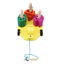 Load image into Gallery viewer, Wooden Toy Duck Pull Carriage Cannula Pillar Vehicle

