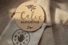 Load image into Gallery viewer, Blooming Wisdom - Hello World Baby Name And Announcement Disc
