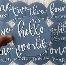 Load image into Gallery viewer, Blooming Wisdom Hello World Monthly Milestone Acrylic Discs
