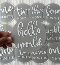 Load image into Gallery viewer, Blooming Wisdom Hello World Monthly Milestone Acrylic Discs
